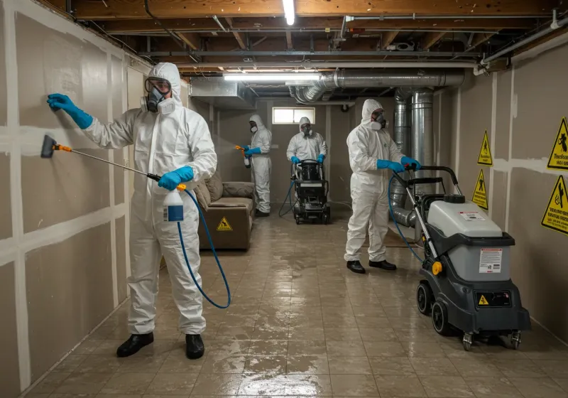 Basement Moisture Removal and Structural Drying process in Hiland Park, FL